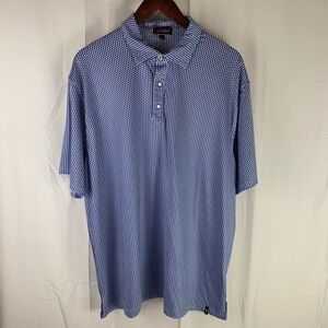 Rafter C Polo Shirt Mens XL Blue Texas State Print Performance Stretch